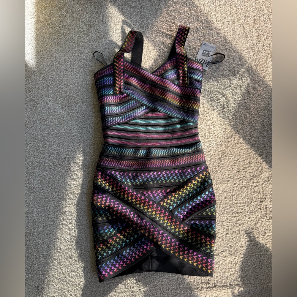 Striped Multicolor Bodycon Mini Dress - Brand: (unspecified)